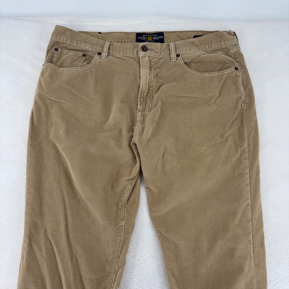 Lucky Brand 221 Original Straight Corduroy Pants Mens 38x32 Tan Khaki 7M11664